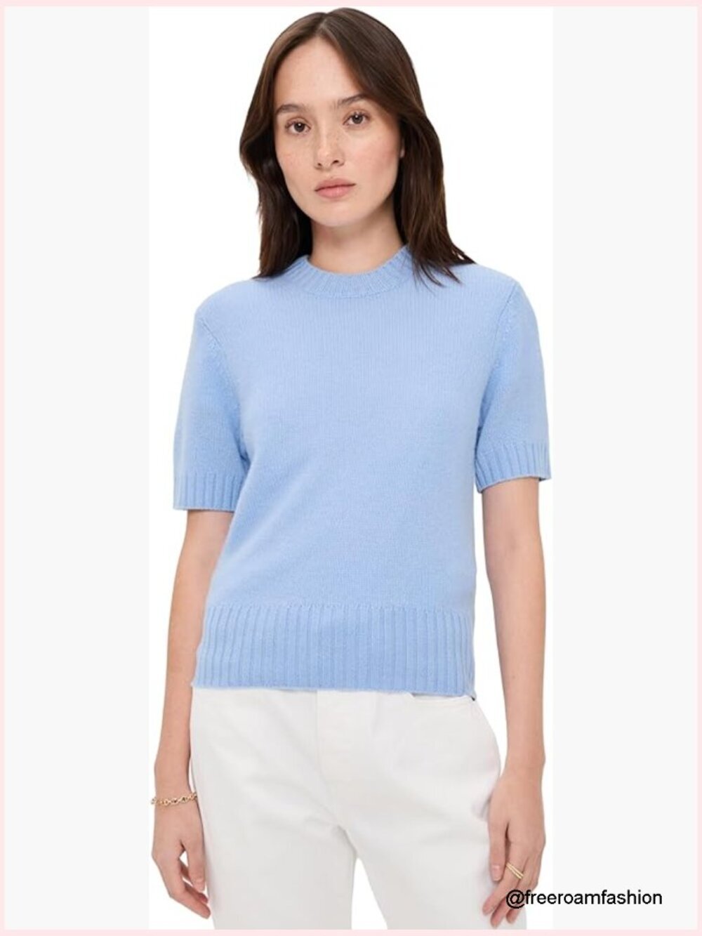 Featherweight Cashmere Pullover - Lightweight Crew Neck Short Sleeve Sweater